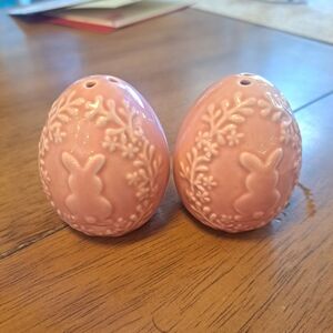 Pink ceramic Easter Egg Salt And Pepper Shakers